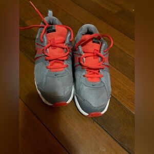 Nike Kids Red and Gray Sneakers used 3Y